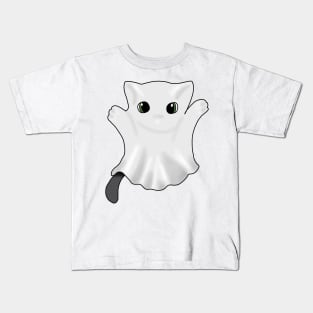 Black cat in a Ghost costume Kids T-Shirt